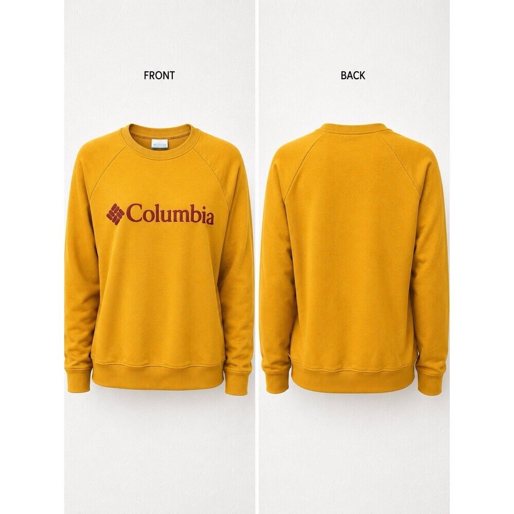 Vintage Columbia Sweatshirt Mens Large Yellow Logo Spellout Graphic Long Sleeves